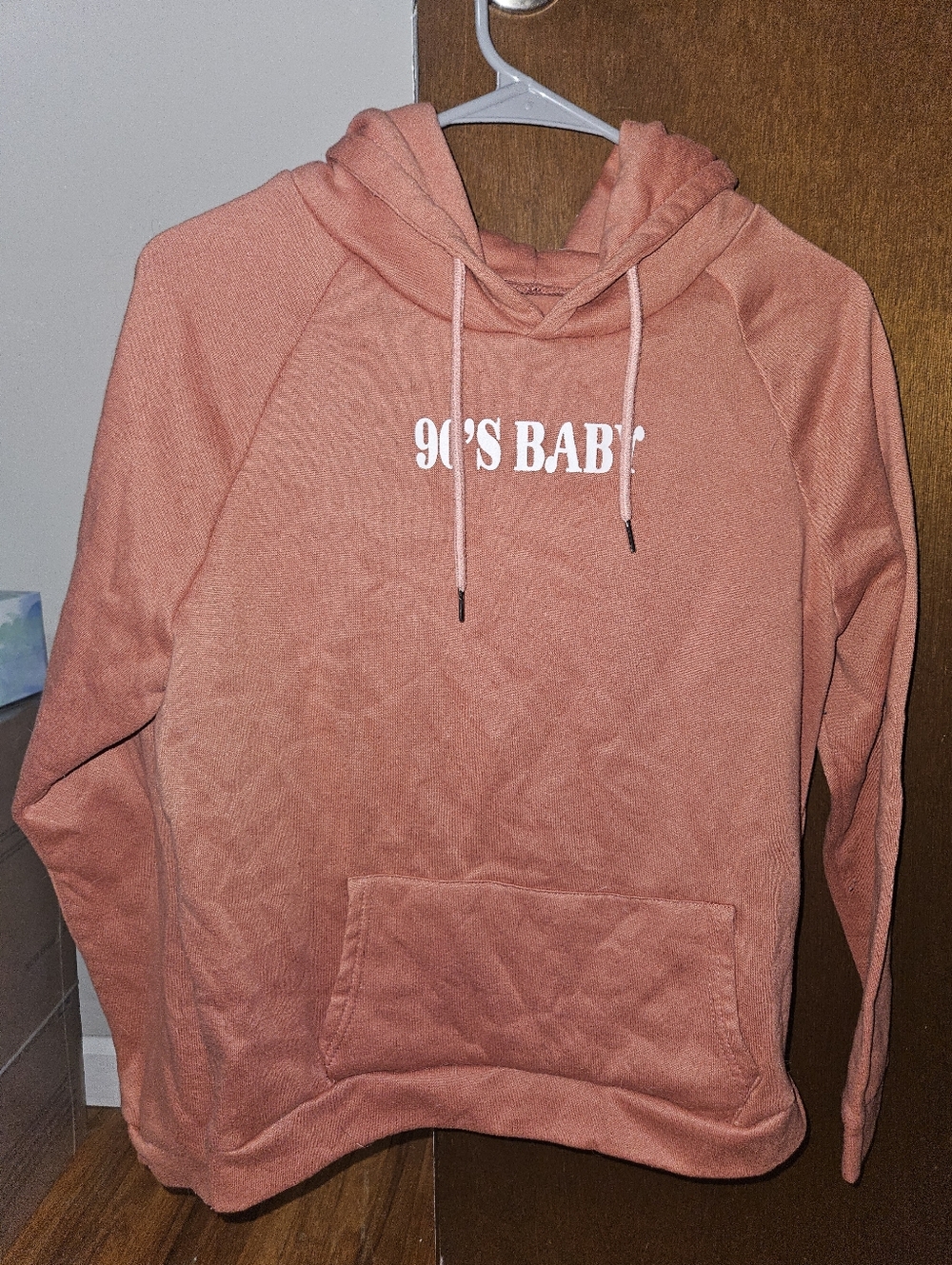 90's Baby Hooded Sweatshirt -  Light Rust Orange Fits A Small